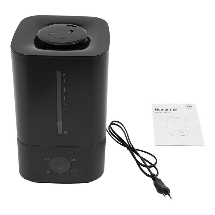 Овлажнител, капацитет на резервоара за вода 6л, тъч контрол, черен, комплект