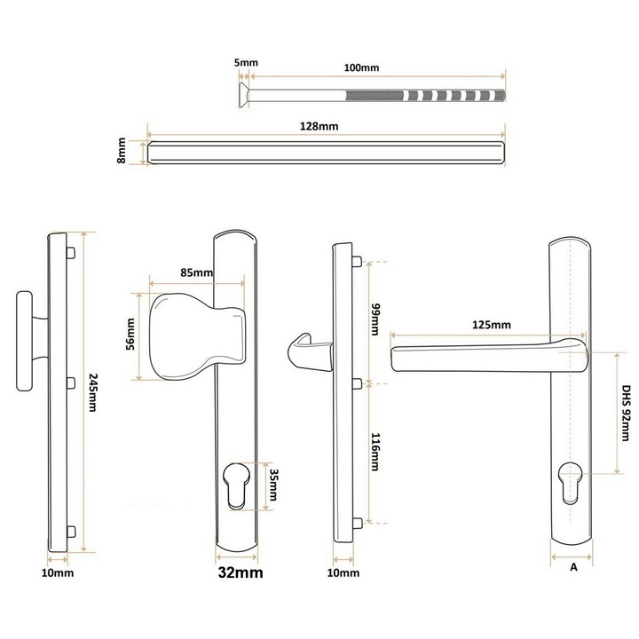 Clanță ușă bronz Victory bronz 32/92 mm