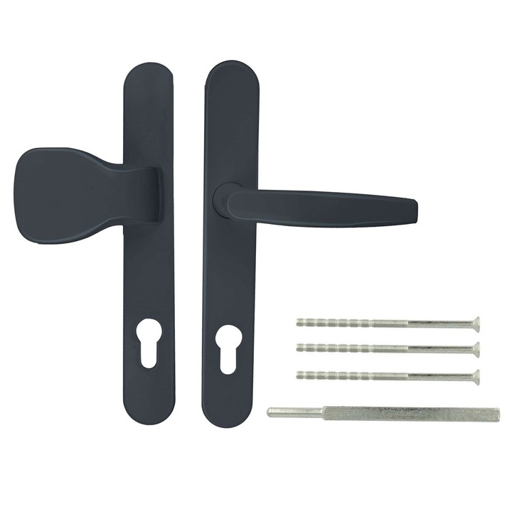 Mâner de ușă Victory, cu buton, antracit, 32/92 mm