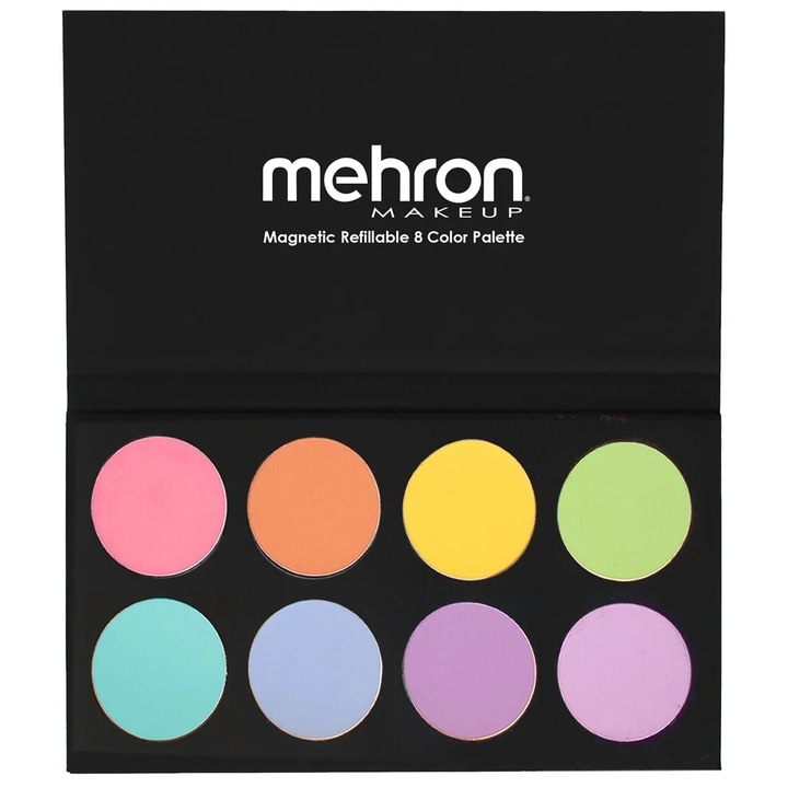 Professzionális vízbázisú sminkpaletta 8 újratölthető színnel Mehron Paradise Makeup AQ Pastel Magnetic Palette, 56g