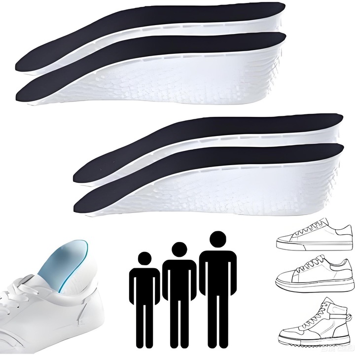 Set 4 branturi ortopedice SINBINTA, negre, suport pentru arcul plantar, 2.5cm, unisex