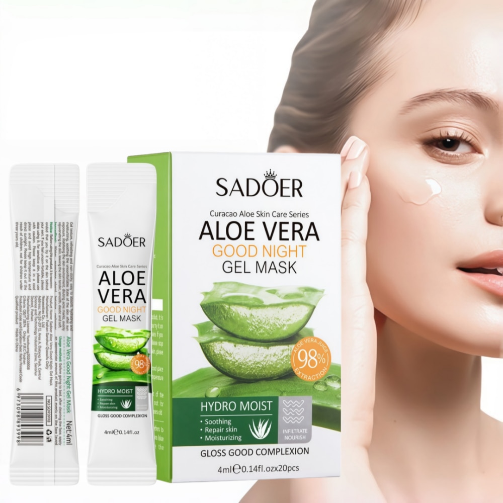 Masca, SADOER, Masca de somn de noapte cu aloe vera, leave-in, hidratanta  si hidratanta, rejuvenizanta si luminoasa, imbunatatind asprimea, benzi  4mlX20 - eMAG.ro