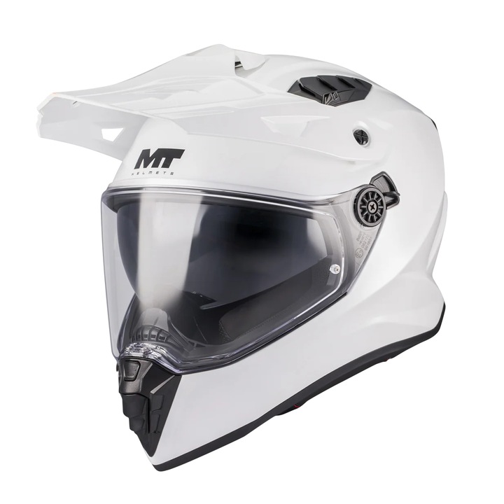 Casca cu viziera si ochelari incorporati touring/adventure/atv MT Track Pure alb lucios, S 55-56cm