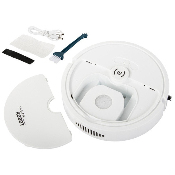 Robot de curatare automat, cordless, aspirare puternica, 90 min autonomie, diametru 22 cm, Plastic, culoare Alb