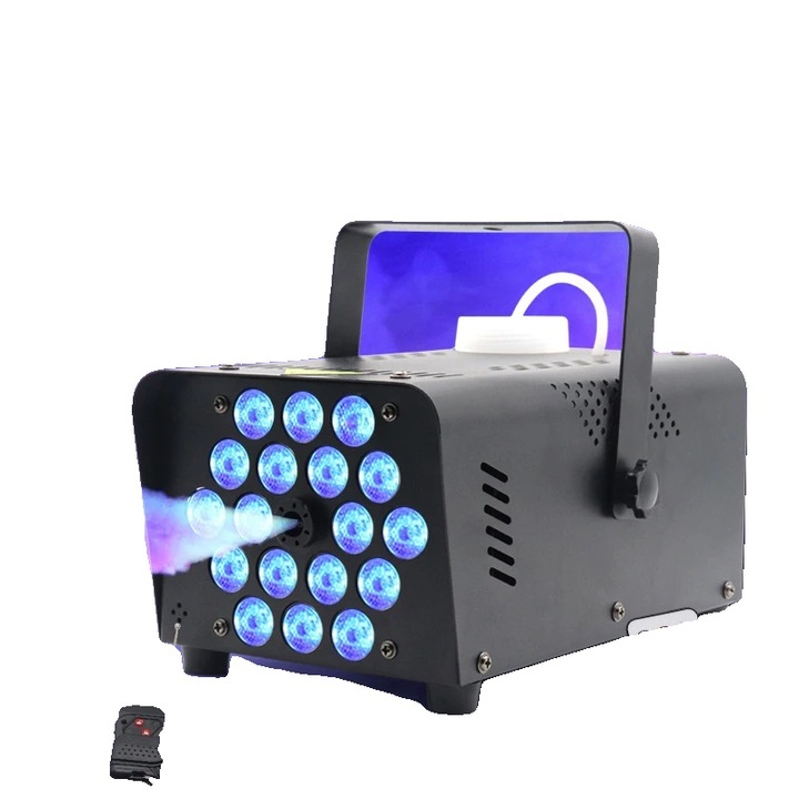 Masina de fum, control wireless, iluminare RGB, 600W, 24x12x11.5cm