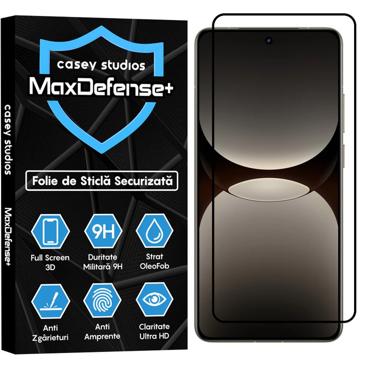 CASEY STUDIOS™ üvegfólia Realme GT7 Pro Racing, MaxDefense+, karcálló, Full Glue, Full Cover 3D, 3D képernyővédelem, nagy keménység, fekete élekkel kompatibilis