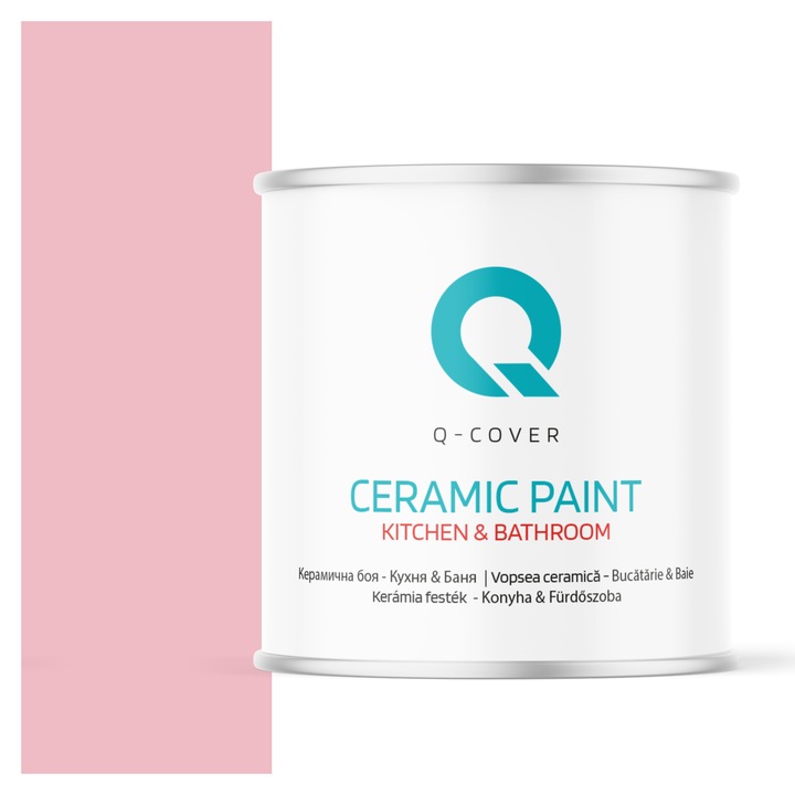 Vopsea lavabila ceramica Q-COVER Bucatarie & Baie, anti-mucegai, anti-bacterian, Roz deschis H3657, 2L