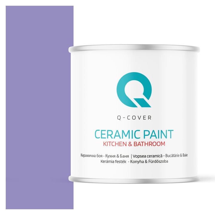 Vopsea lavabila ceramica Q-COVER Bucatarie & Baie, anti-mucegai, anti-bacterian, Lavanda H2629, 2L