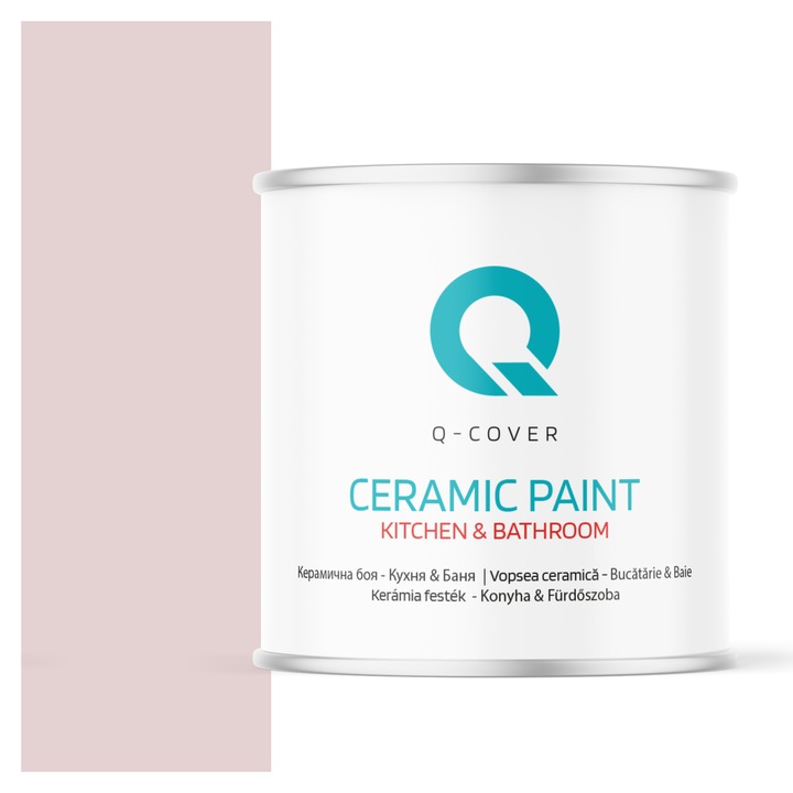 Vopsea lavabila ceramica Q-COVER Bucatarie & Baie, anti-mucegai, anti-bacterian, Roz pudrat deschis H3266, 2L