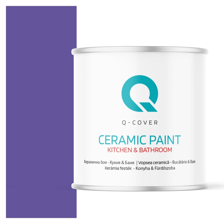 Vopsea lavabila ceramica Q-COVER Bucatarie & Baie, anti-mucegai, anti-bacterian, Purpuriu H2711, 2L