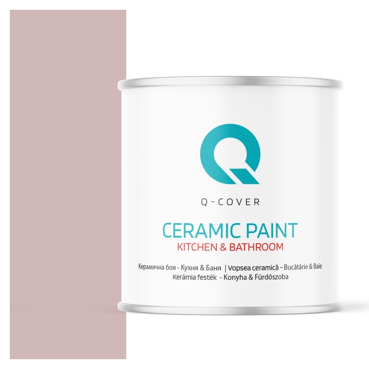 Vopsea lavabila ceramica Q-COVER Bucatarie & Baie, anti-mucegai, anti-bacterian, Roz pudrat H3250, 2L