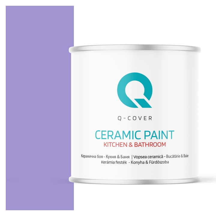 Vopsea lavabila ceramica Q-COVER Bucatarie & Baie, anti-mucegai, anti-bacterian, Mov H2733, 2L