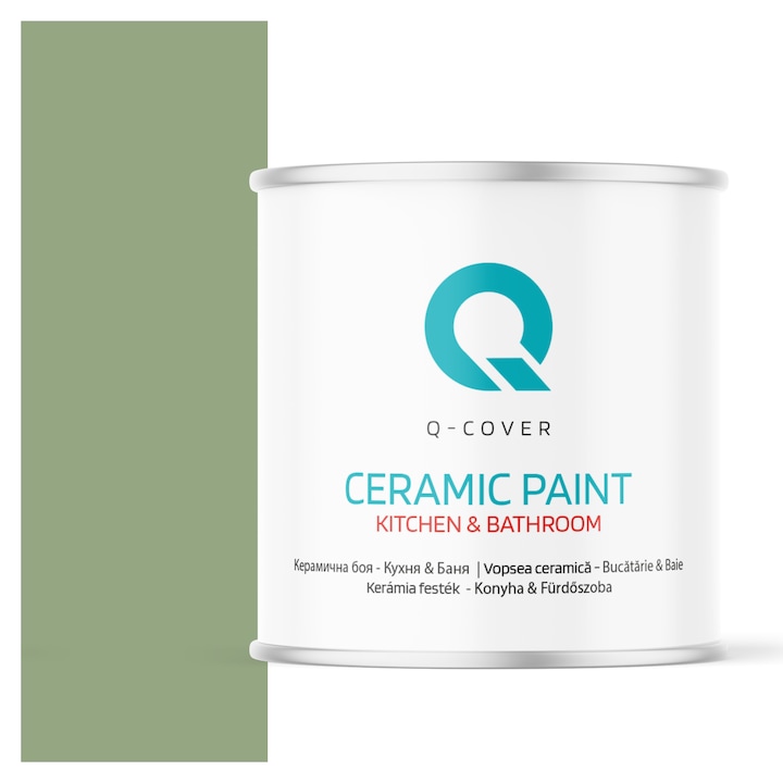 Vopsea lavabila ceramica Q-COVER Bucatarie & Baie, anti-mucegai, anti-bacterian, Masliniu inchis H2036, 2L