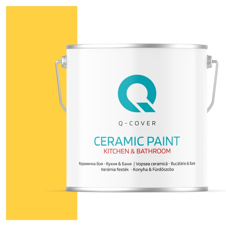 Vopsea lavabila ceramica Q-COVER Bucatarie & Baie, anti-mucegai, anti-bacterian, Auriu H7064, 5L