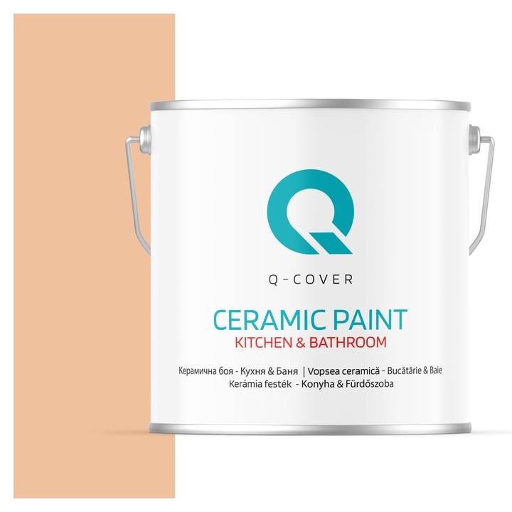 Vopsea lavabila ceramica Q-COVER Bucatarie & Baie, anti-mucegai, anti-bacterian, Piersica H6158, 5L