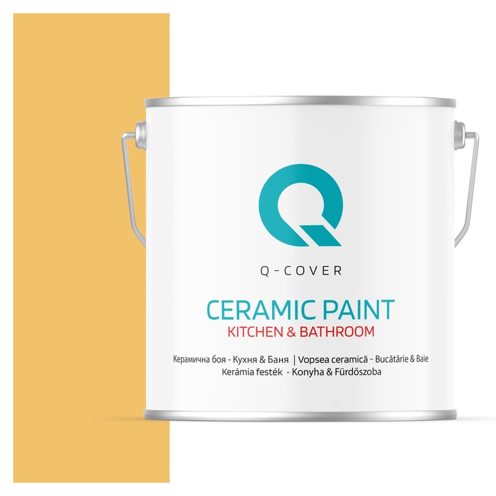 Vopsea lavabila ceramica Q-COVER Bucatarie & Baie, anti-mucegai, anti-bacterian, Miere H6554, 5L