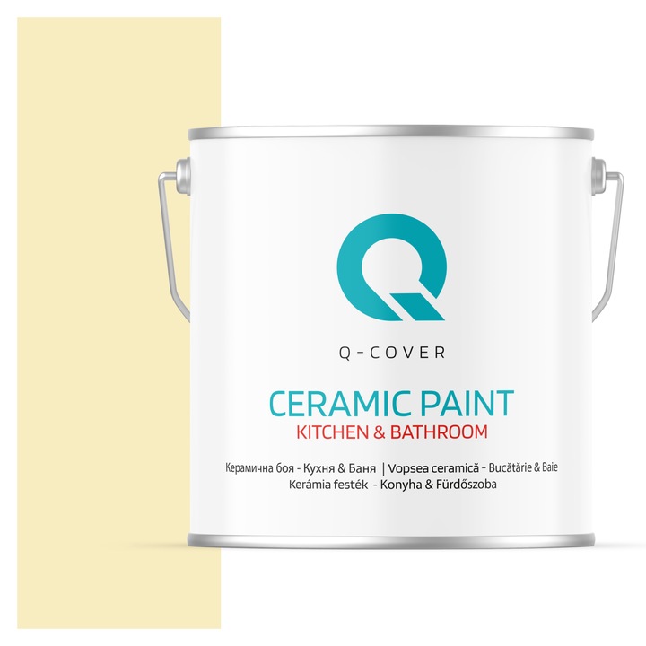 Vopsea lavabila ceramica Q-COVER Bucatarie & Baie, anti-mucegai, anti-bacterian, Canar H6981, 5L