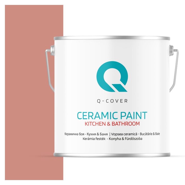 Vopsea lavabila ceramica Q-COVER Bucatarie & Baie, anti-mucegai, anti-bacterian, Somon H5533, 5L
