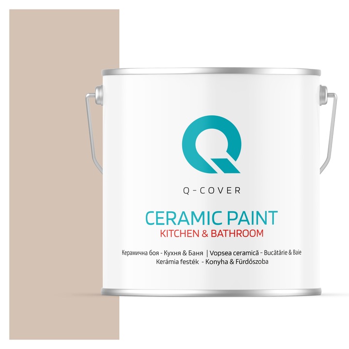 Vopsea lavabila ceramica Q-COVER Bucatarie & Baie, anti-mucegai, anti-bacterian, Aramiu deschis H4952, 5L
