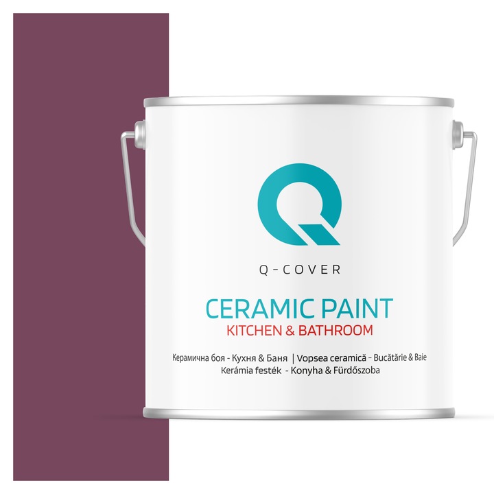 Vopsea lavabila ceramica Q-COVER Bucatarie & Baie, anti-mucegai, anti-bacterian, Bordo H2809, 5L