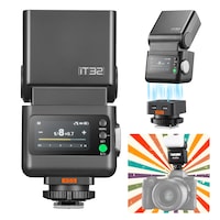 Set Flash Foto Godox iT32 cu X5-S pentru Sony, Design Detasabil cu Picioare Magnetic si Declansator cu TTL & HSS, Sincron Multi-Flash 2.4G, Baterie Incorporata, Ecran Tactil, cu Difuzor, Filtre, Pungita de Depozitare