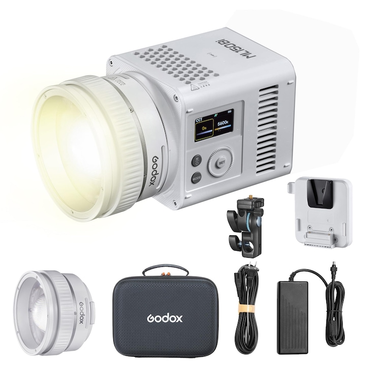 Godox ML150Bi Lumina LED Video Bi-Color, 2800K-6500K Lumina Portabila de Mana, CRI 96+/TLCI 97+, 61.054 Lux, Control prin Aplicatie si NFC pentru Fotografie, Filmare, Studio