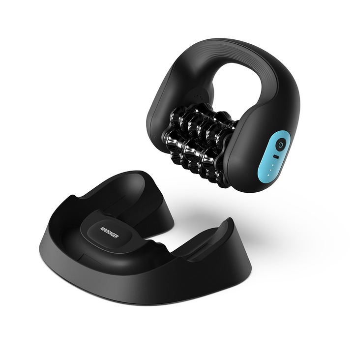 Ütőgörgős masszírozó – Újratölthető, 3 sebességes, kihangosító tartó, 1800 mAh akkumulátor, mérete 20x16x7 cm, zöld színű