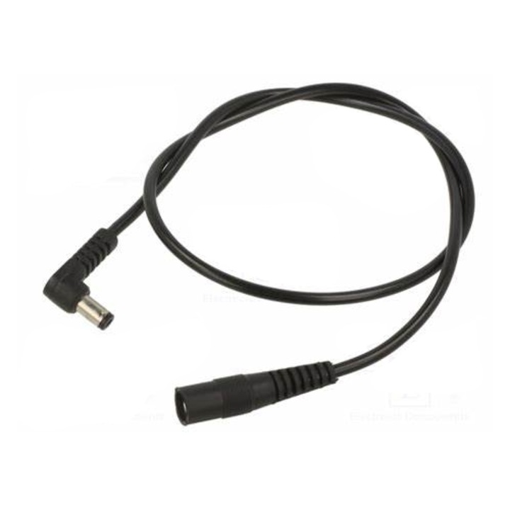 Cablu electric DC 5.5x2.1mm, West, 0.5m, negru, mufa 90 grade