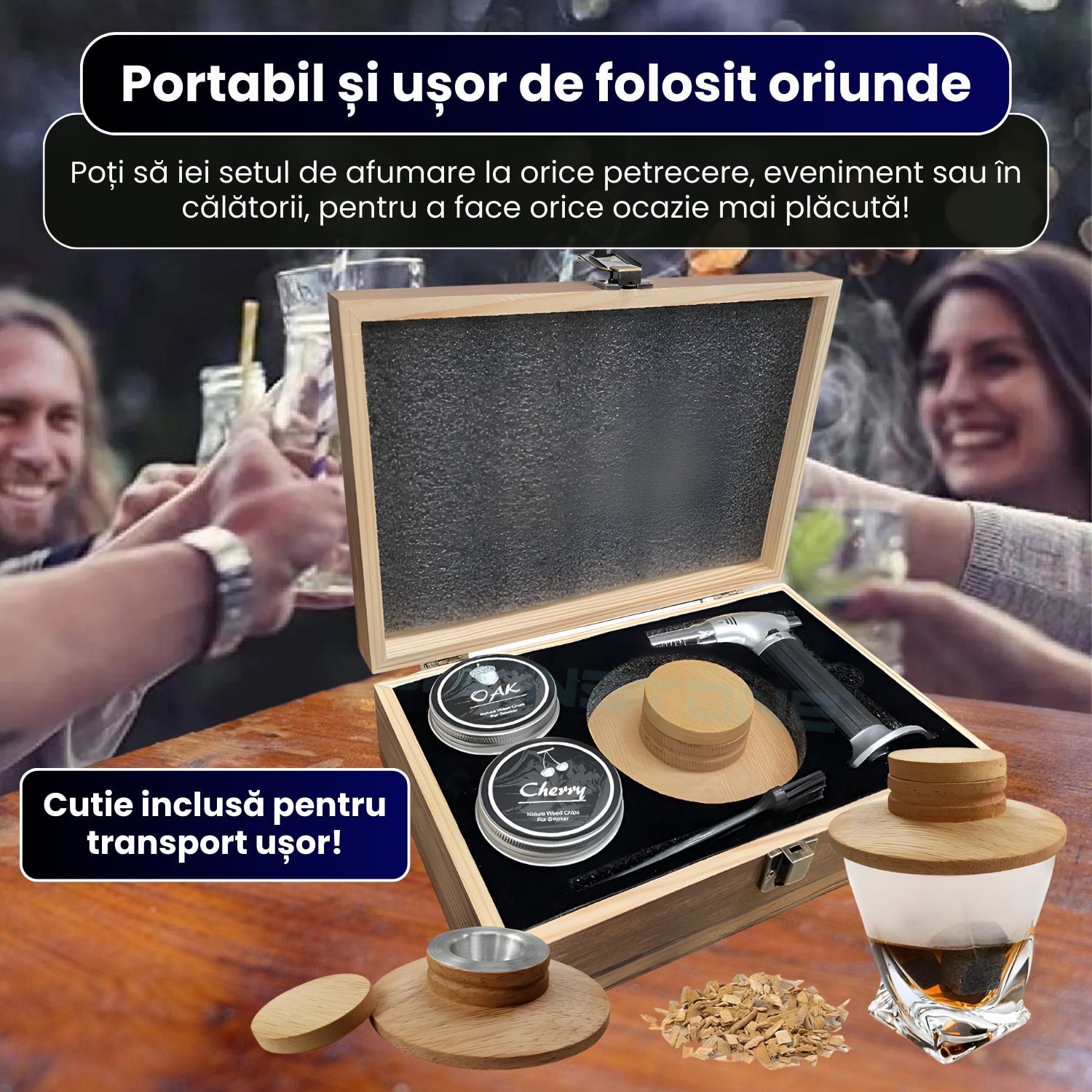 Set premium de afumare bauturi STEP OUT®, pentru cocktailuri/whiskey ...