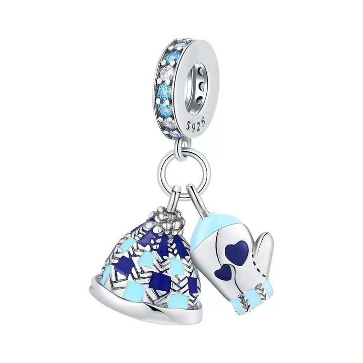 Charm din argint 925 pentru bratari si coliere, dimensiune 2.2x0.8cm, greutate 1.7g, set 1 bucata