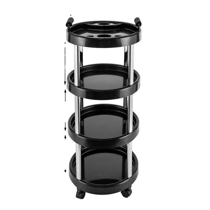 Carucior de salon, 4 niveluri, organizator mobil, negru, 14x34.65in
