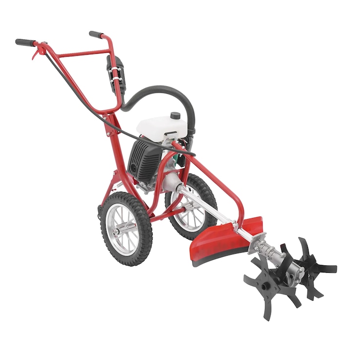 Mini cultivator, motor 4 timpi, functii versatile de gradinarit, rosu