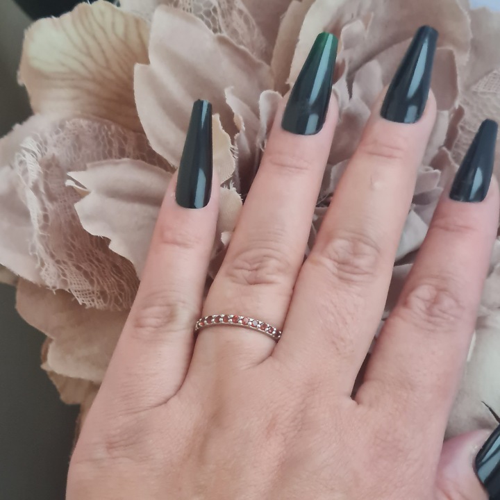 Inel argint 925, argint rodiat, cu piatra Granat, dimensiune 19.9mm(US10), cu piatra semipretioasa