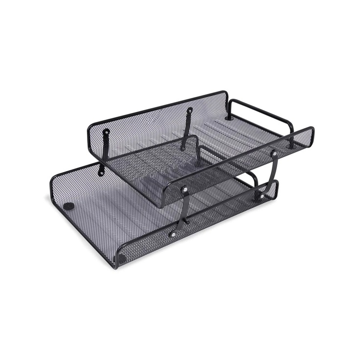 Suport Documente Metalic cu 2 Nivele Negru 35x25cm