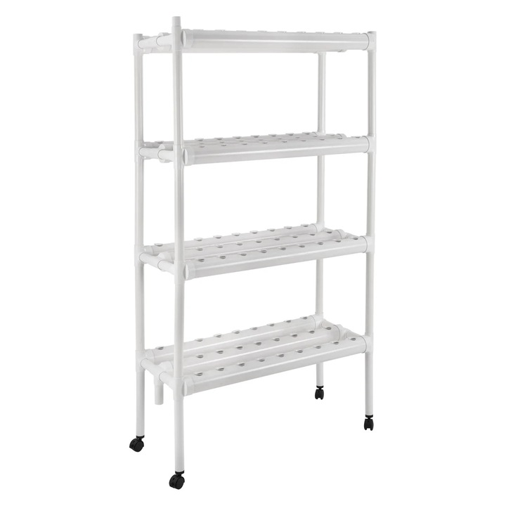 Sistem hidroponic, 4 straturi, 55 galoane/ora, inaltime pompa 6.56 ft, material PVC, roti universale