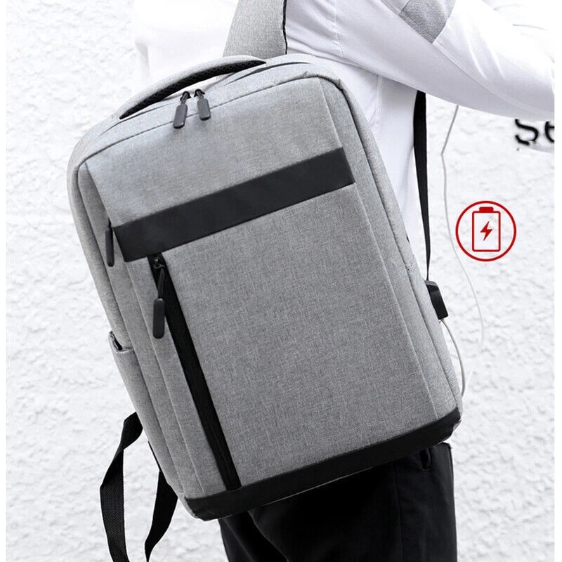 Rucsac Multifunctional pentru laptop pana la 15,6 inch, Design Slim, Port USB, 7 Compartimente, Bretele ajustabile, culoare Gri