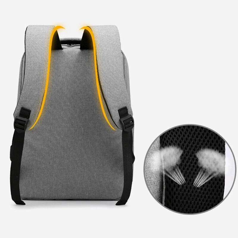Rucsac Multifunctional pentru laptop pana la 15,6 inch, Design Slim, Port USB, 7 Compartimente, Bretele ajustabile, culoare Gri