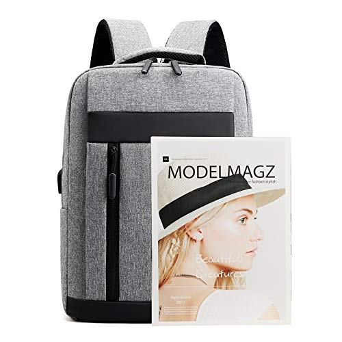 Rucsac Multifunctional pentru laptop pana la 15,6 inch, Design Slim, Port USB, 7 Compartimente, Bretele ajustabile, culoare Gri