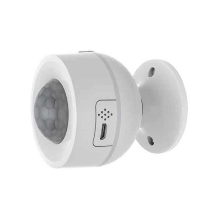 Senzor mișcare Wi-Fi Isnatch, alimentare baterii și USB, 68x56x56mm, alb