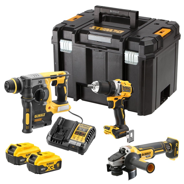 Set unelte 18V DeWALT, DCD800/DCH273/DCG405, 2 x 5Ah