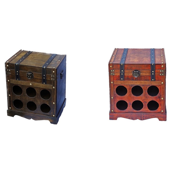 Set 2 suporturi 12 sticle vin lemn maro 39 x 28 x 44 cm