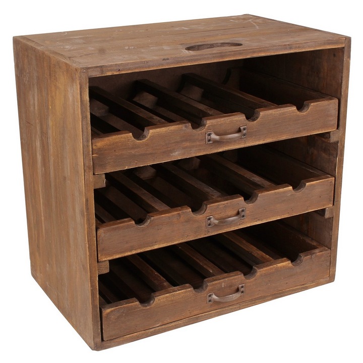 Suport pentru 12 sticle de vin, lemn, maro, 47.5x30.5x45cm