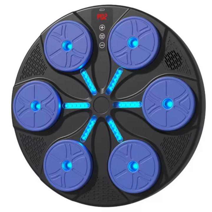 Tinta lovituri Andowl, montabilă pe perete, conectivitate Bluetooth, difuzor incorporat, albastru, 36,5x36,5cm, cu mănuși incluse