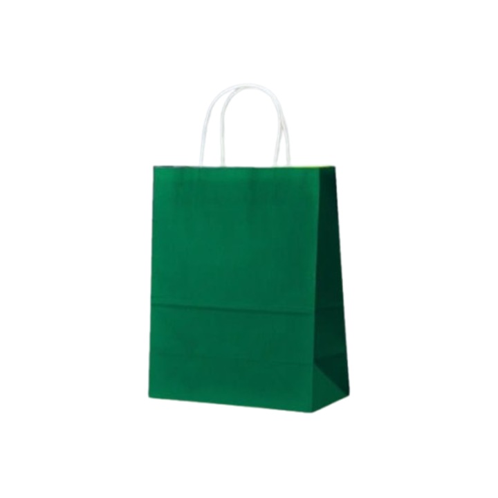 Set pungi din hârtie, 100 buc, verde închis, 25x14x30cm