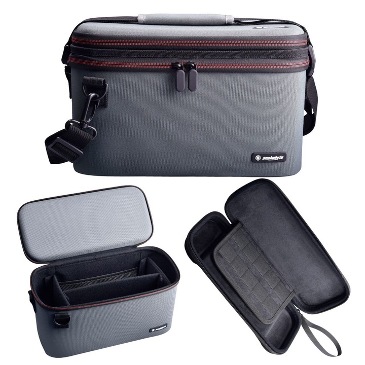 Geanta de organizare set Snakebyte pentru Nintendo Switch 2, gri, 31x14x19cm, curea de umar reglabila, husa detasabila