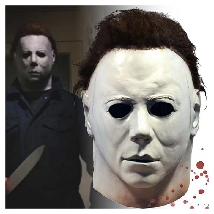 Masca Michael Myers din latex, set Halloween, realizare realista, pentru barbati, cu par