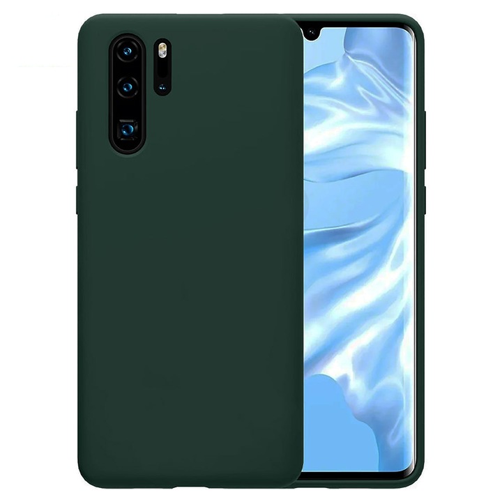 Husa CASEY STUDIOS™ compatibila cu Huawei P30 Pro/P30 Pro New Edition, Soft Silicone Premium, Microfibra in Interior, Ultra Slim, Margini Ridicate pentru Protectia Ecranului si a Camerelor, pentru Incarcare Wireless, Verde inchis