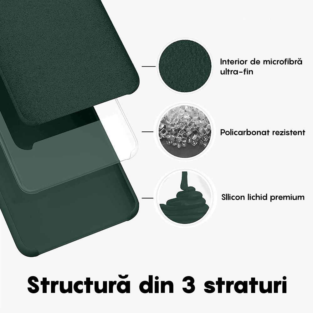 Husa CASEY STUDIOS™ compatibila cu Samsung Galaxy A13 5G/A04s/M13 5G, Soft Silicone Premium, Microfibra in Interior, Verde inchis, de Protectie, Ultra Slim, pentru Incarcare Wireless, Margini Ridicate pentru Protectia Ecranului si a Camerelor