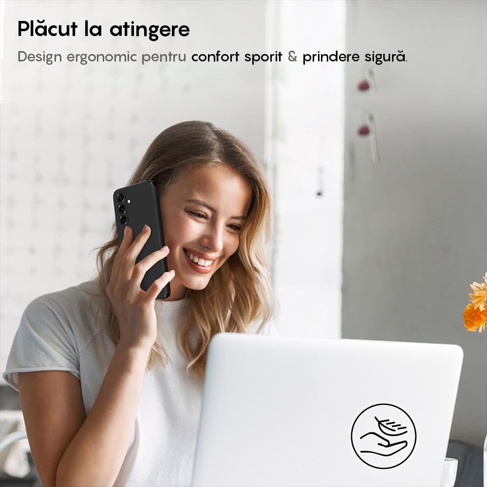 Husa CASEY STUDIOS compatibila cu Samsung Galaxy S25, Soft Silicone Premium, pentru Incarcare Wireless, Microfibra in Interior, Margini Ridicate pentru Protectia Ecranului si a Camerelor, Negru