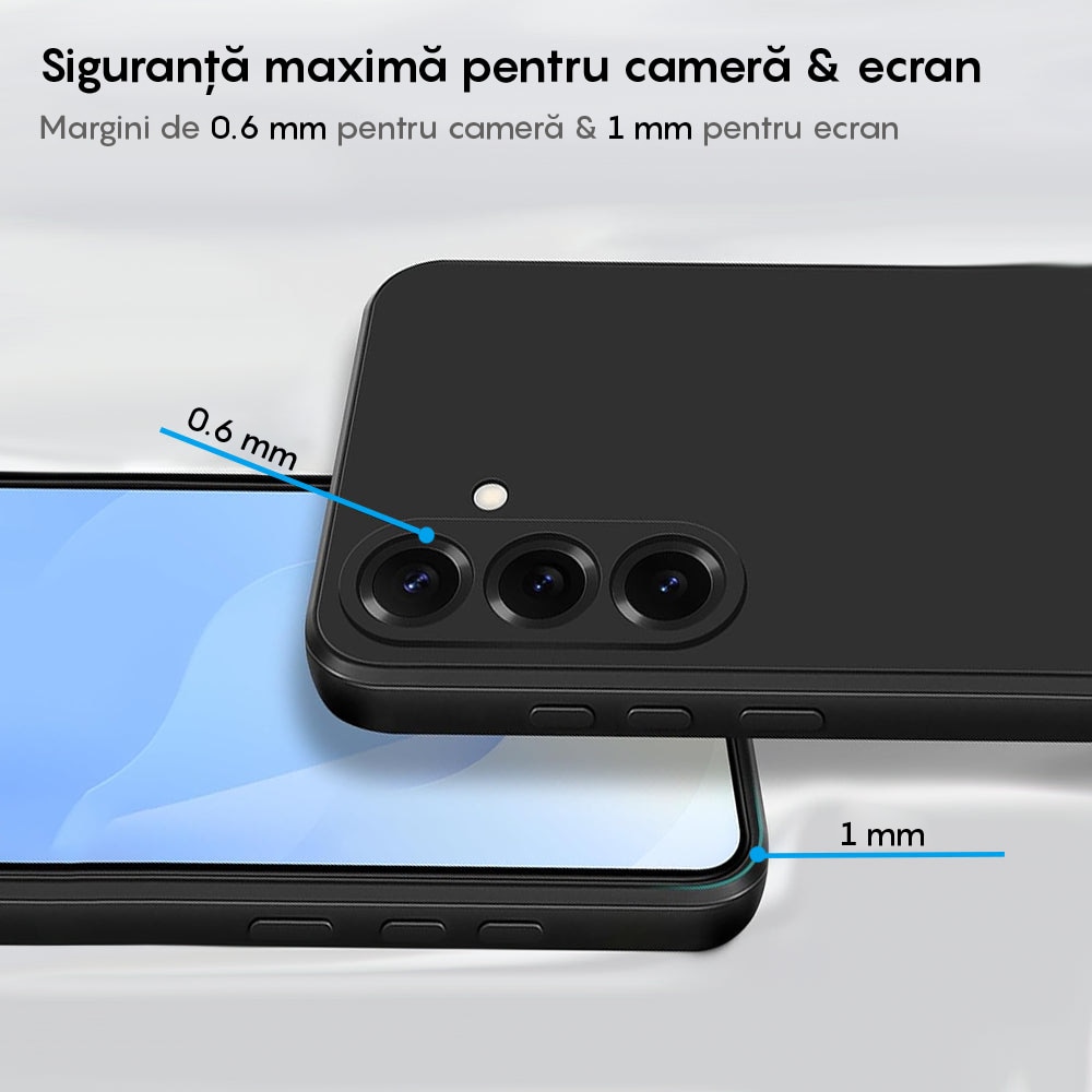 Husa CASEY STUDIOS compatibila cu Samsung Galaxy S25, Soft Silicone Premium, pentru Incarcare Wireless, Microfibra in Interior, Margini Ridicate pentru Protectia Ecranului si a Camerelor, Negru